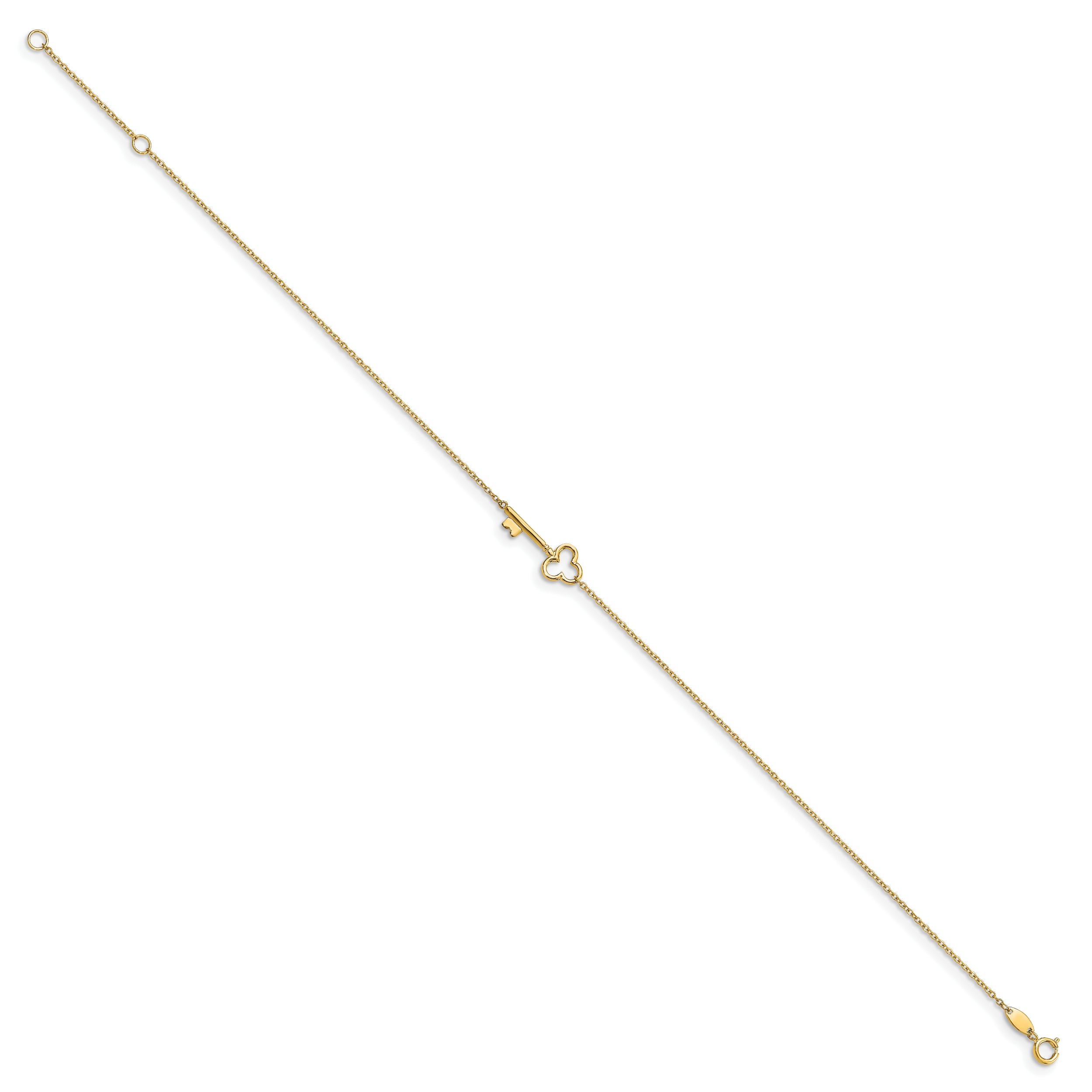 10K Polished Key 9in plus 1in ext. Anklet