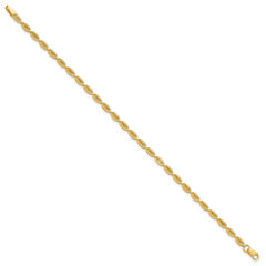 10K Polished and Textured Fancy Oval Link Bracelet