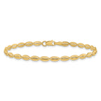 10K Polished and Textured Fancy Oval Link Bracelet