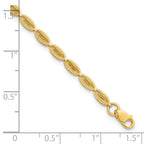 10K Polished and Textured Fancy Oval Link Bracelet