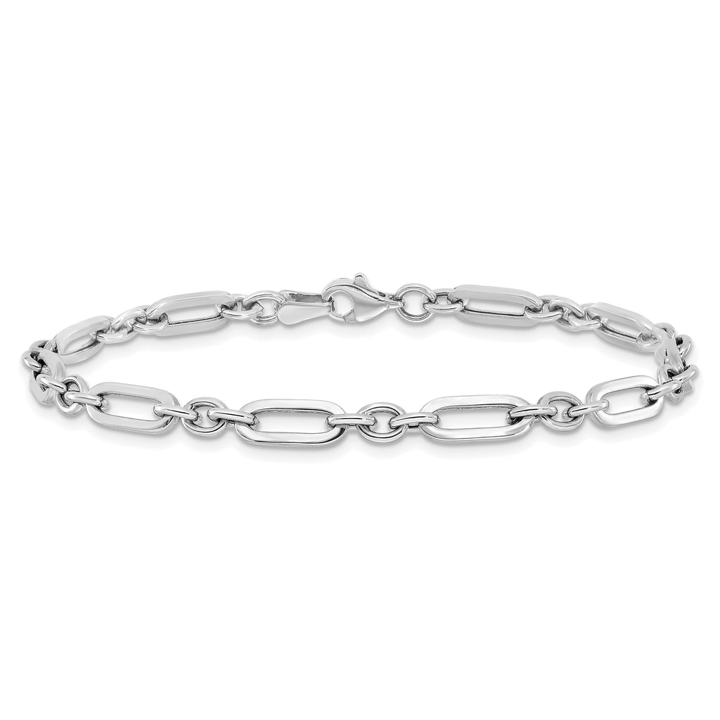 10K White Gold Polished Link Bracelet, 7.5 in