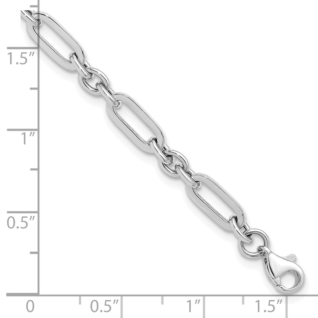 10K White Gold Polished Link Bracelet, 7.5 in
