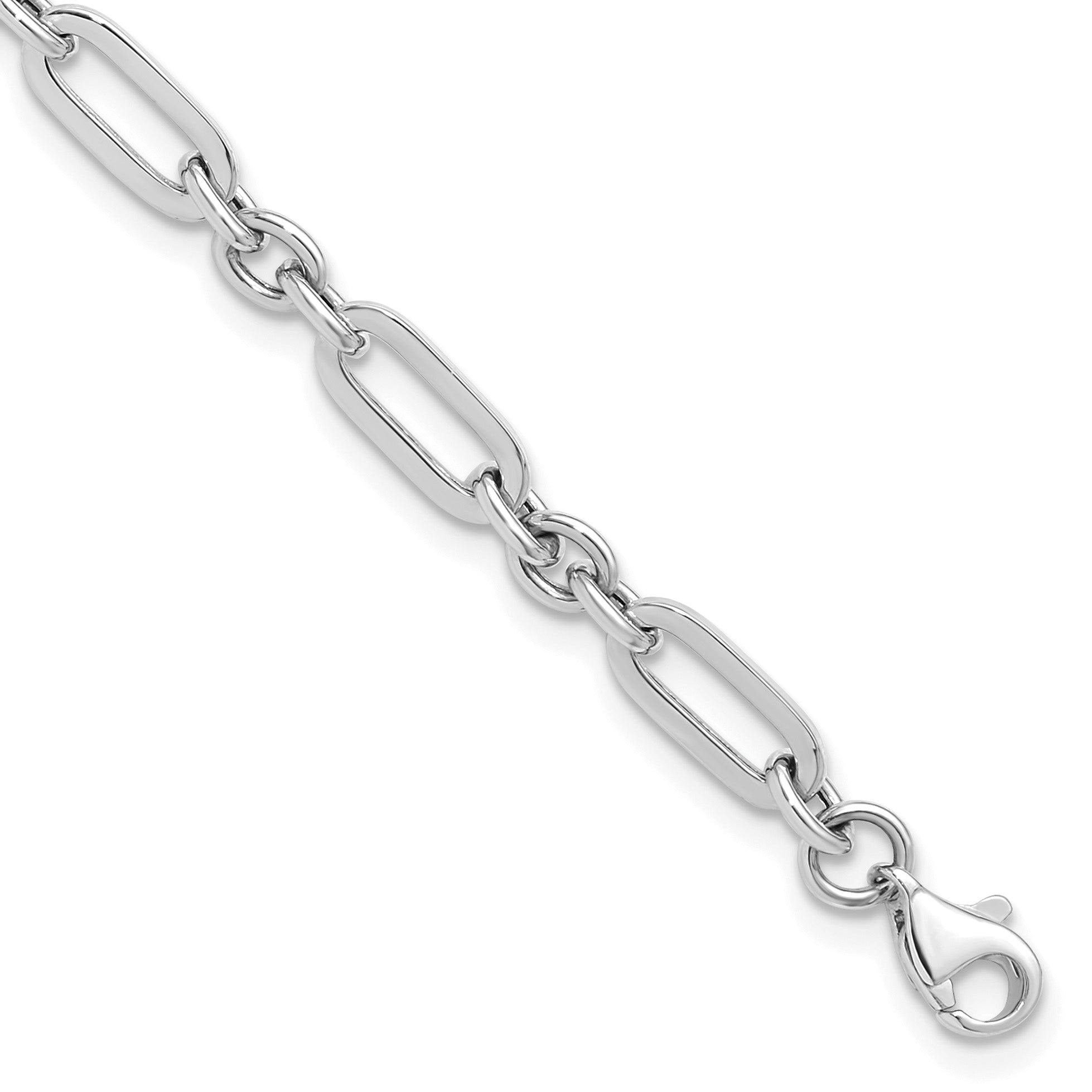10K White Gold Polished Link Bracelet, 7.5 in Main image