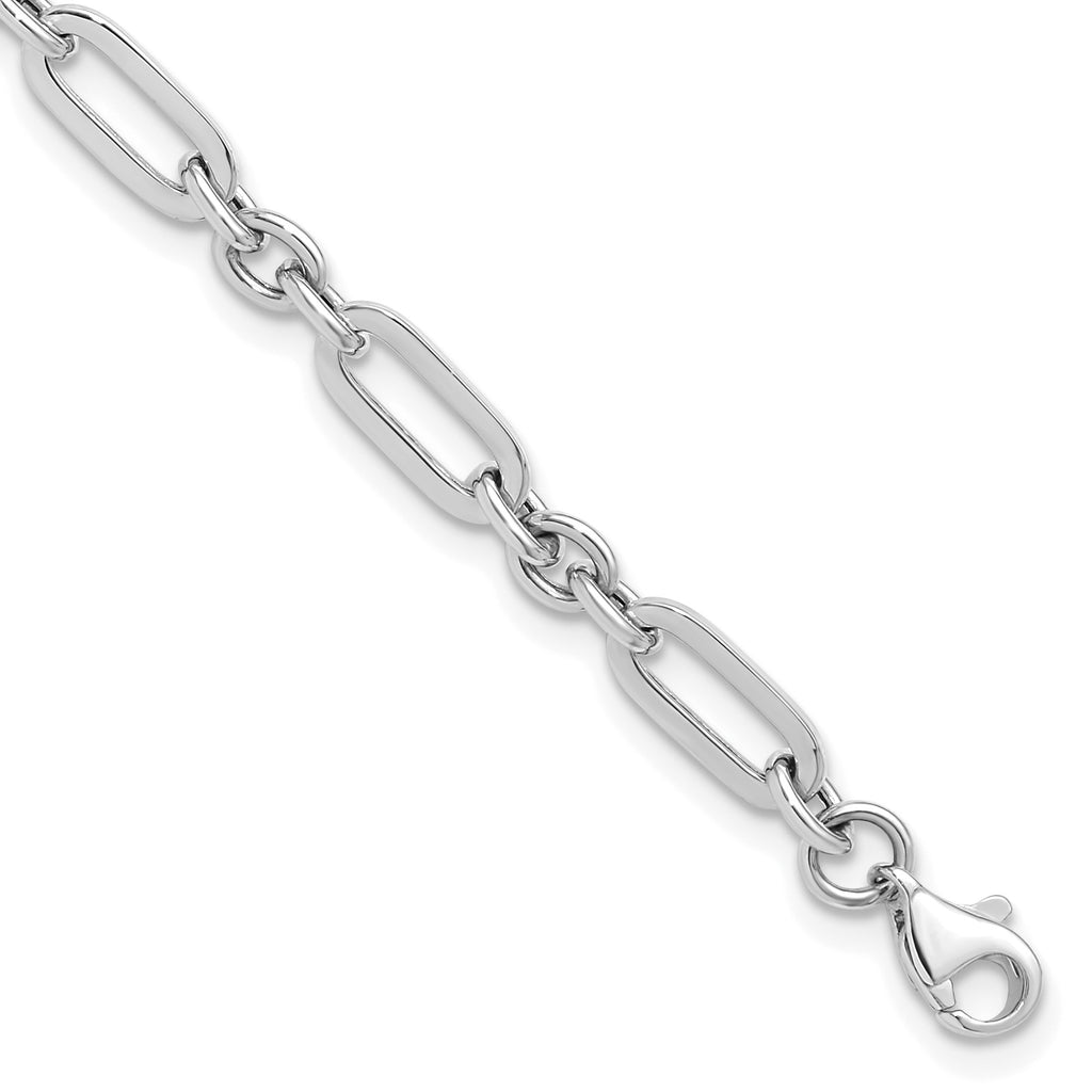 10K White Gold Polished Link Bracelet, 7.5 in