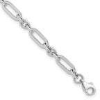 10K White Gold Polished Link Bracelet, 7.5 in