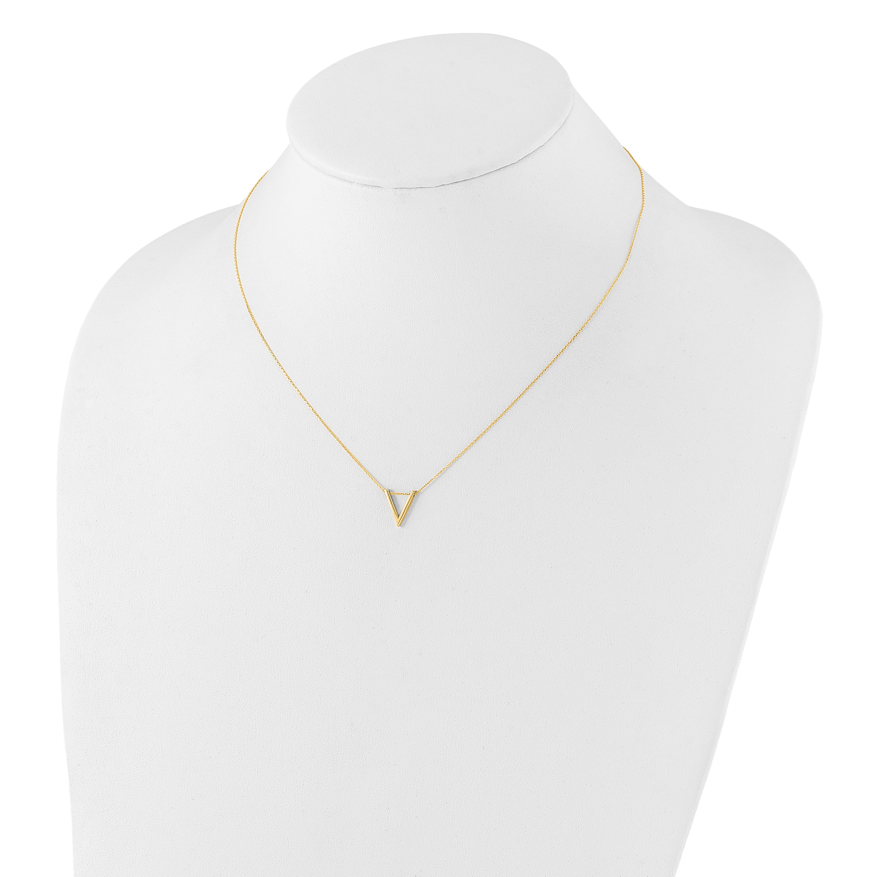 10K Polished V Necklace