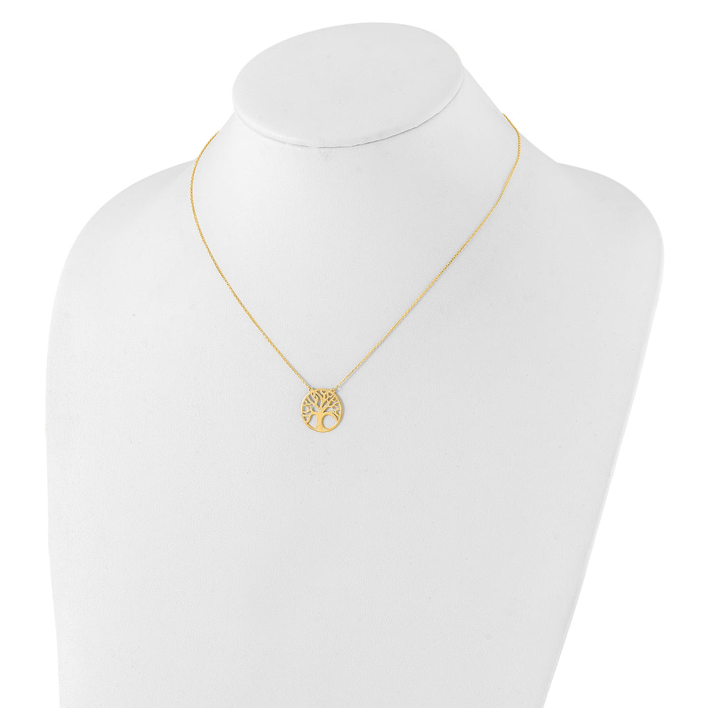 10K Polished Tree of Life Necklace
