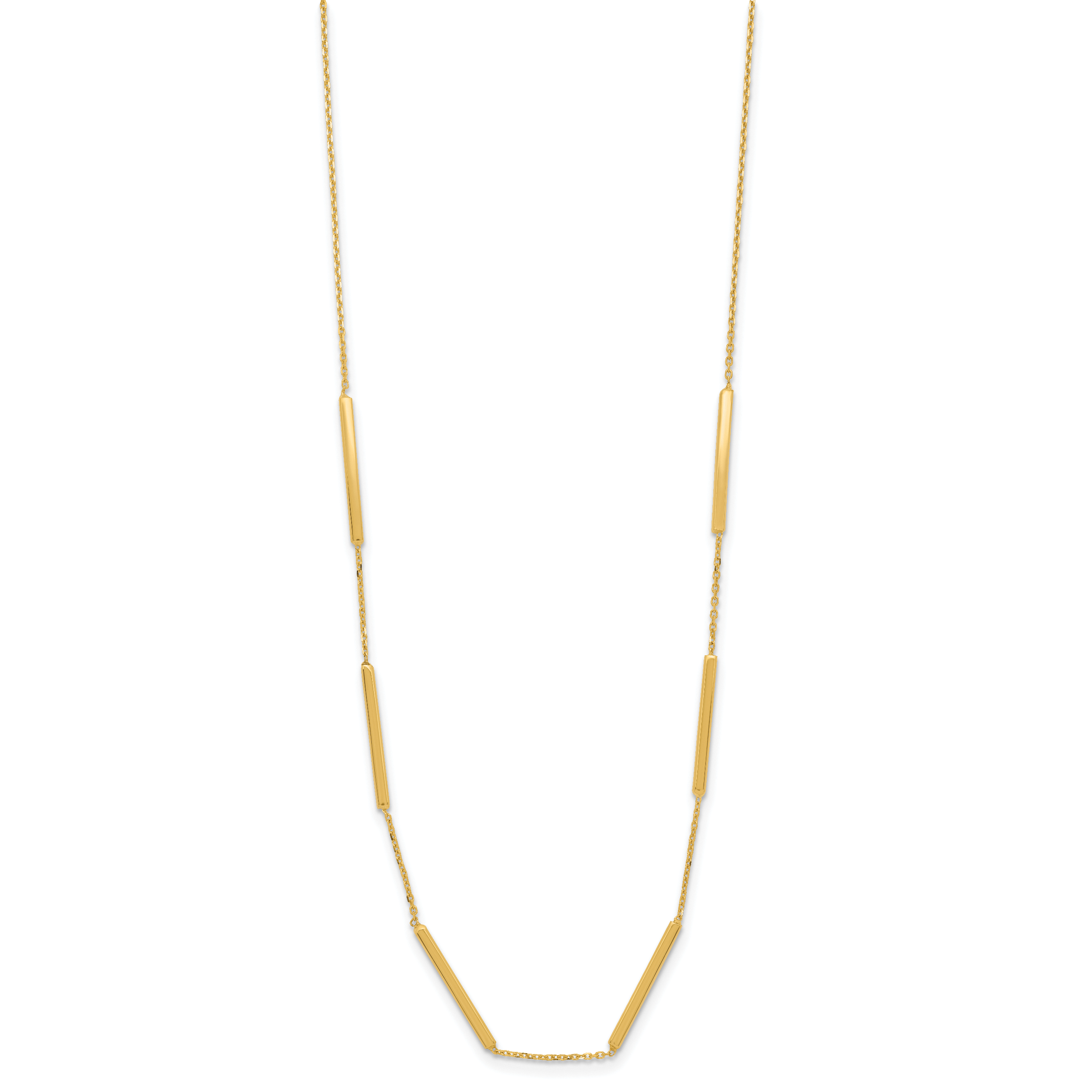 10K Polished 6 Bar Stations 16in with 1.5in ext Necklace Secondary image