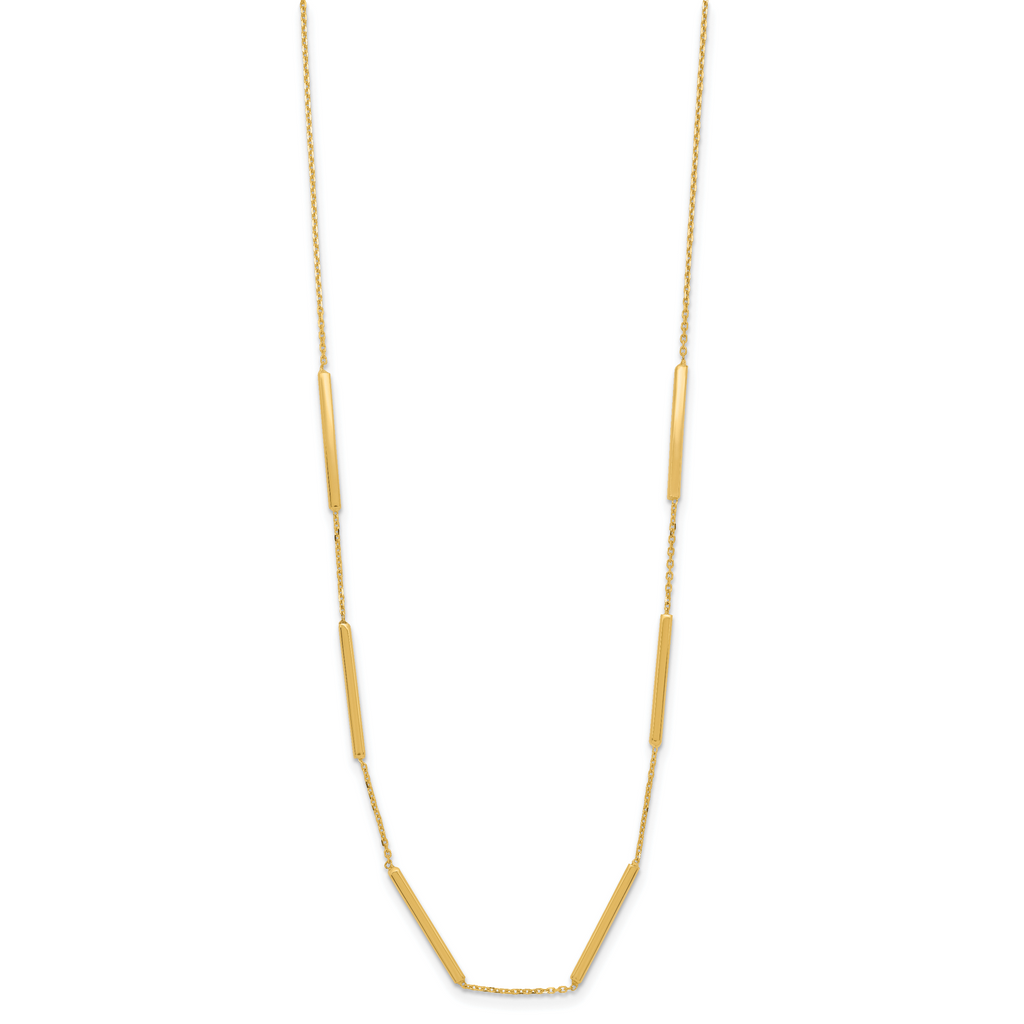 10K Polished 6 Bar Stations 16in with 1.5in ext Necklace