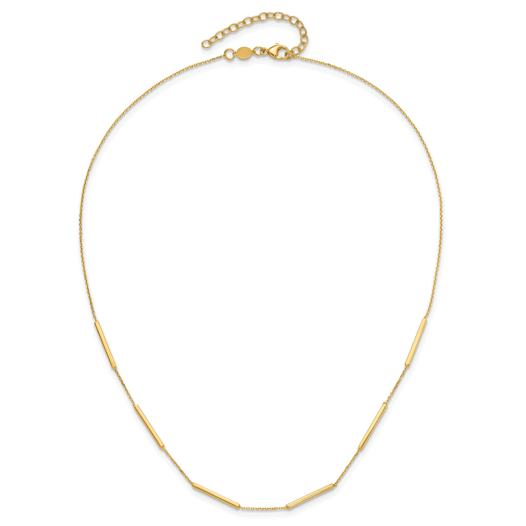 10K Polished 6 Bar Stations 16in with 1.5in ext Necklace