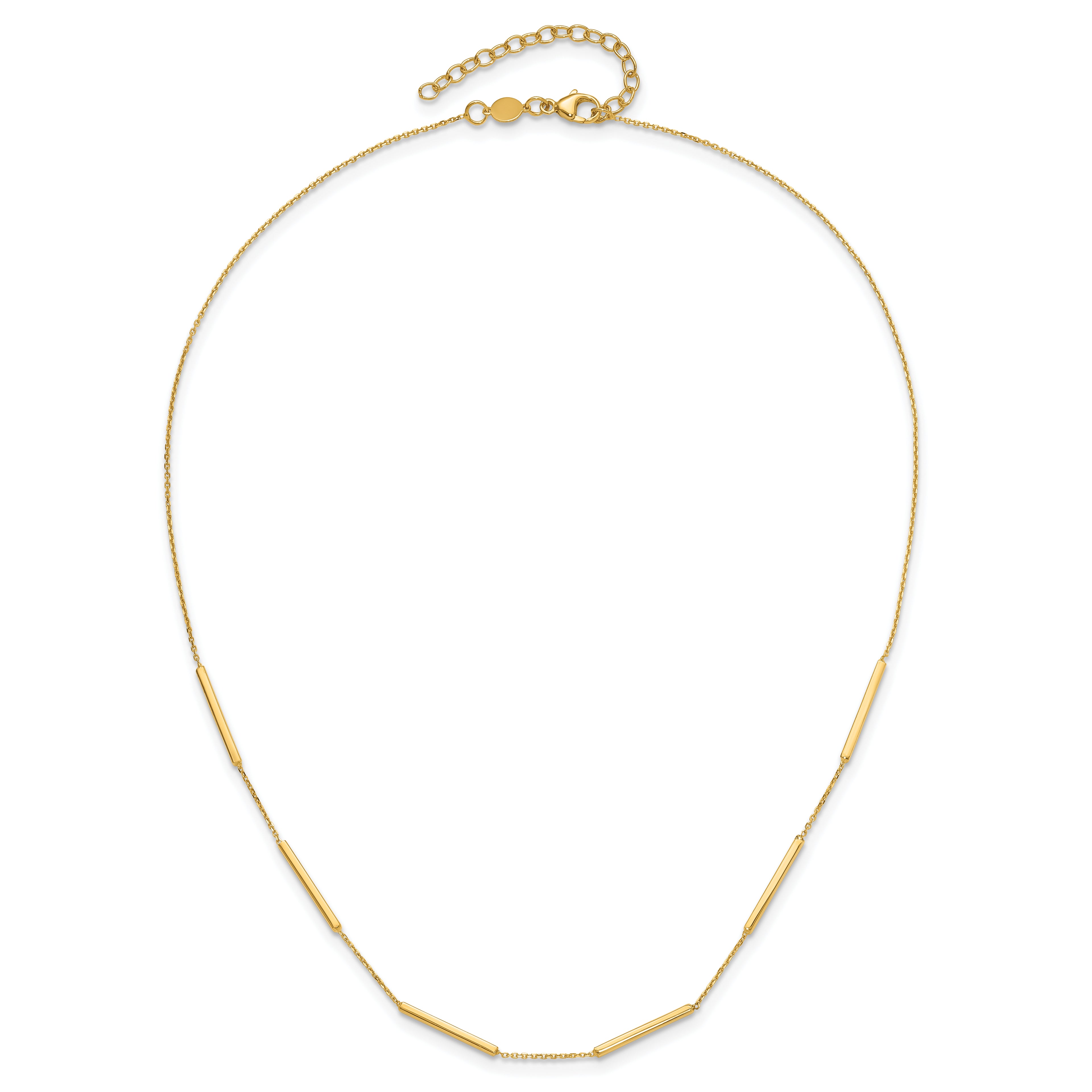 10K Polished 6 Bar Stations 16in with 1.5in ext Necklace