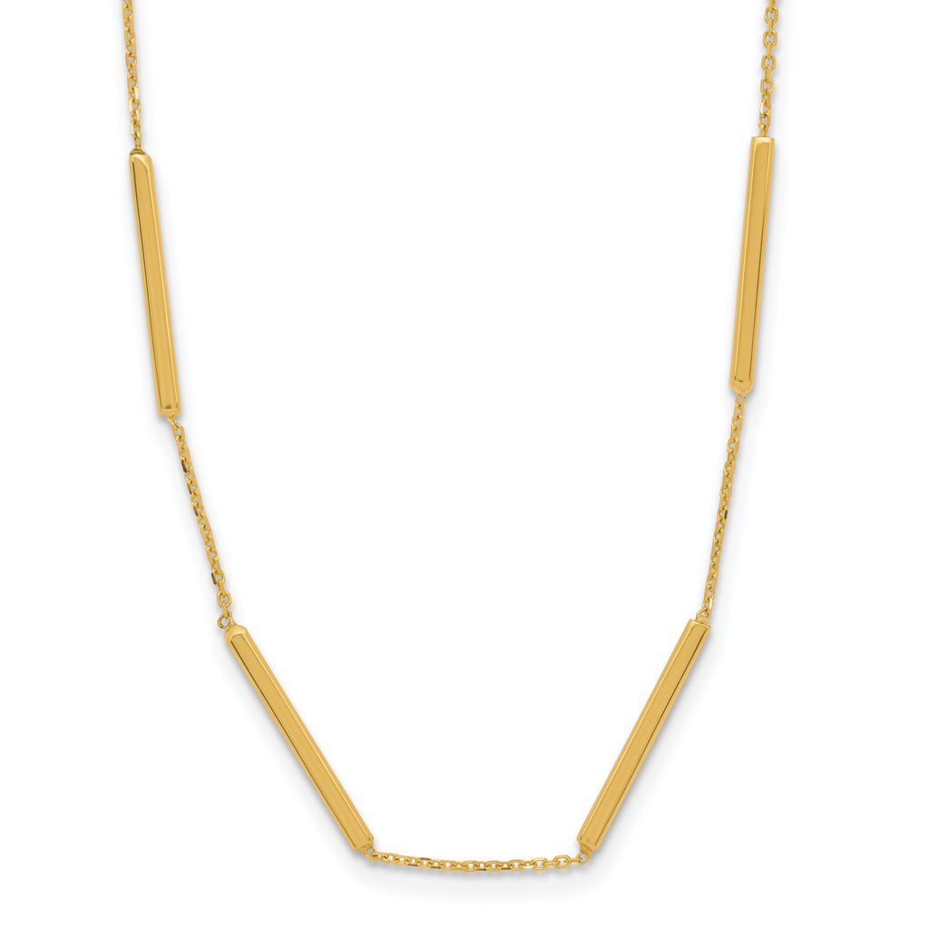 10K Polished 6 Bar Stations 16in with 1.5in ext Necklace