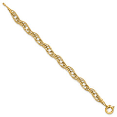 10K Polished Fancy Oval Link Bracelet