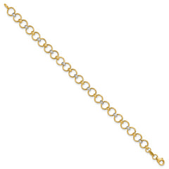 10K w/White Rhodium Polished Fancy Circle Link Bracelet