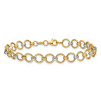 10K w/White Rhodium Polished Fancy Circle Link Bracelet
