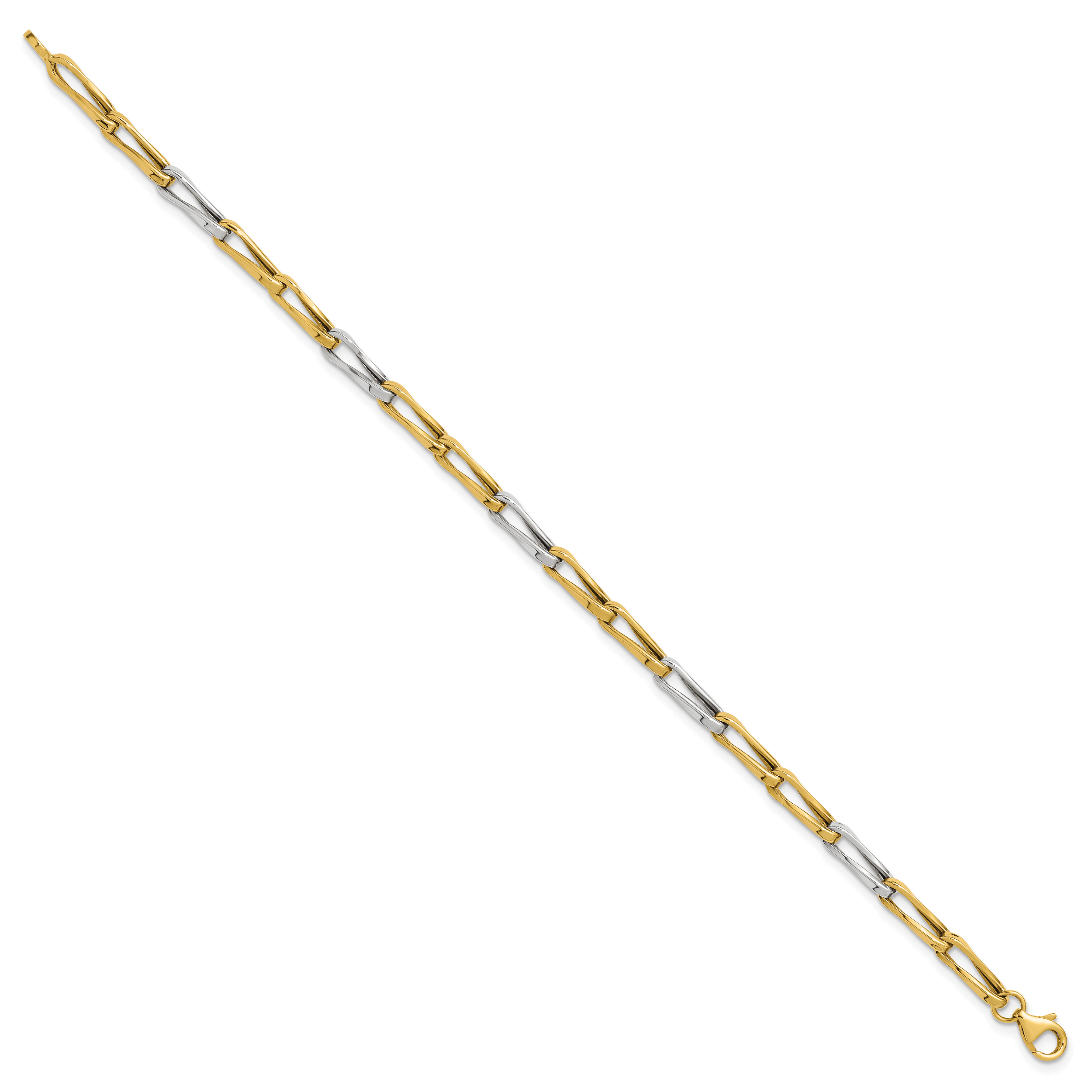 10K w/White Rhodium Polished Fancy Link Bracelet