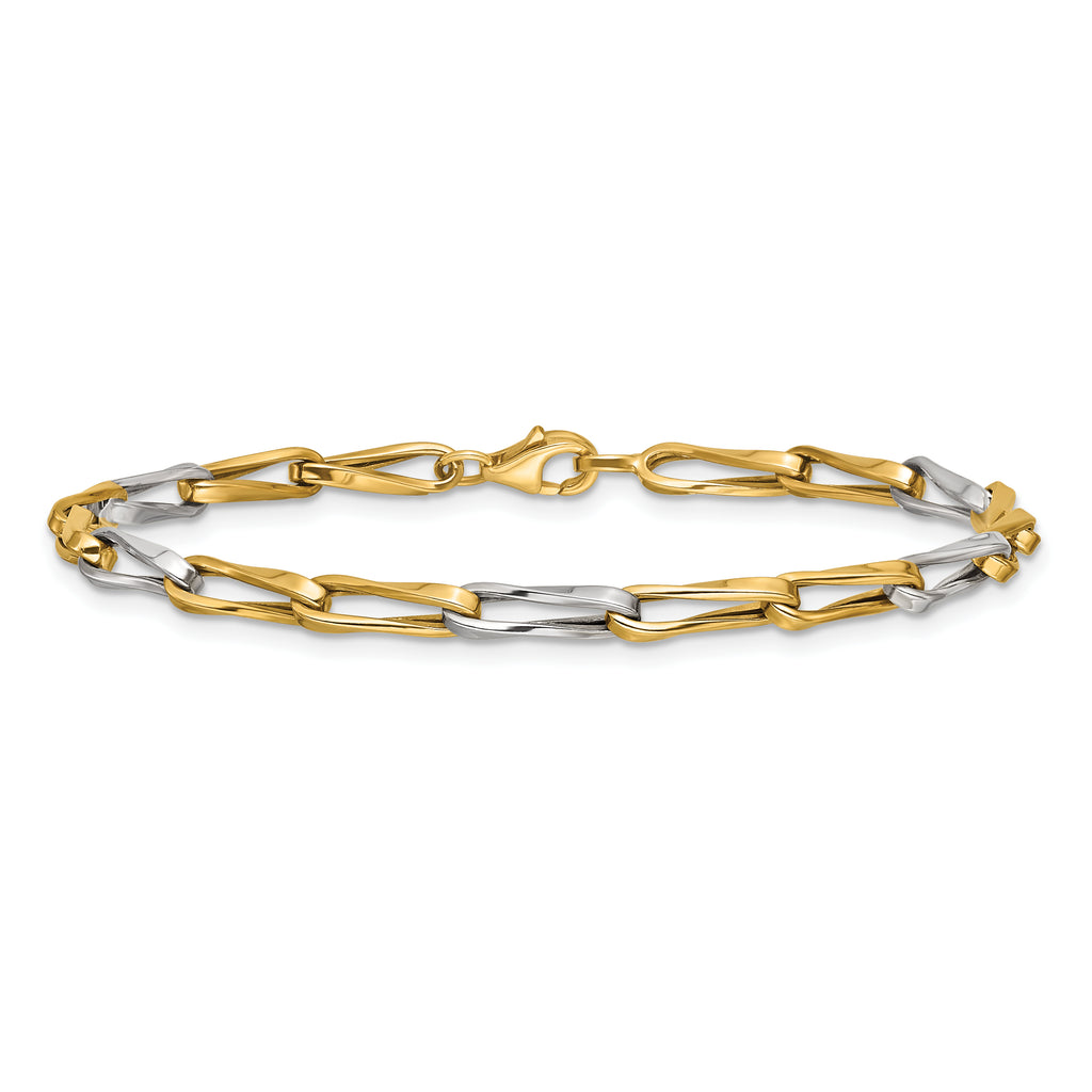10K w/White Rhodium Polished Fancy Link Bracelet