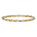 10K w/White Rhodium Polished Fancy Link Bracelet