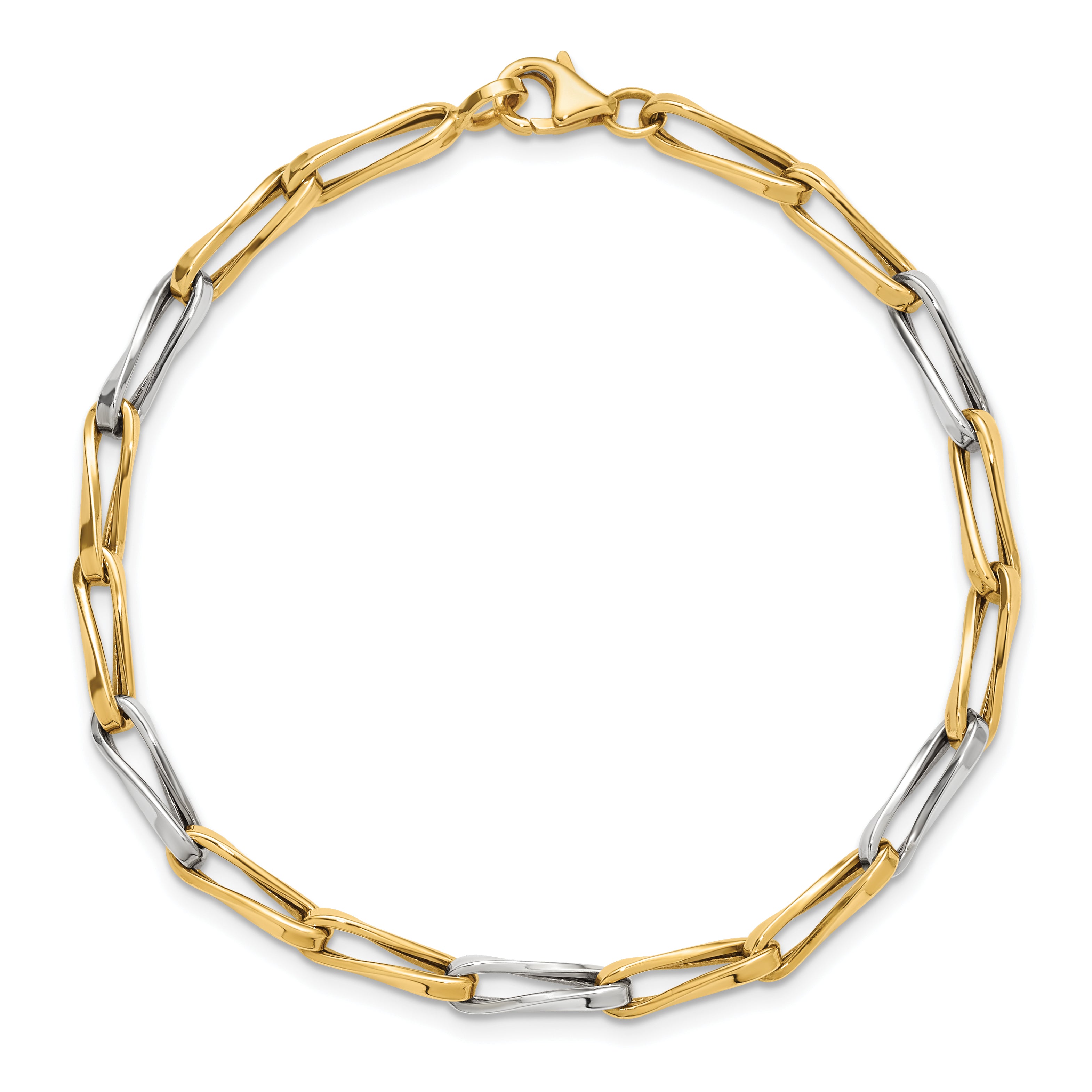 10K w/White Rhodium Polished Fancy Link Bracelet