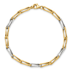 10K w/White Rhodium Polished Fancy Link Bracelet