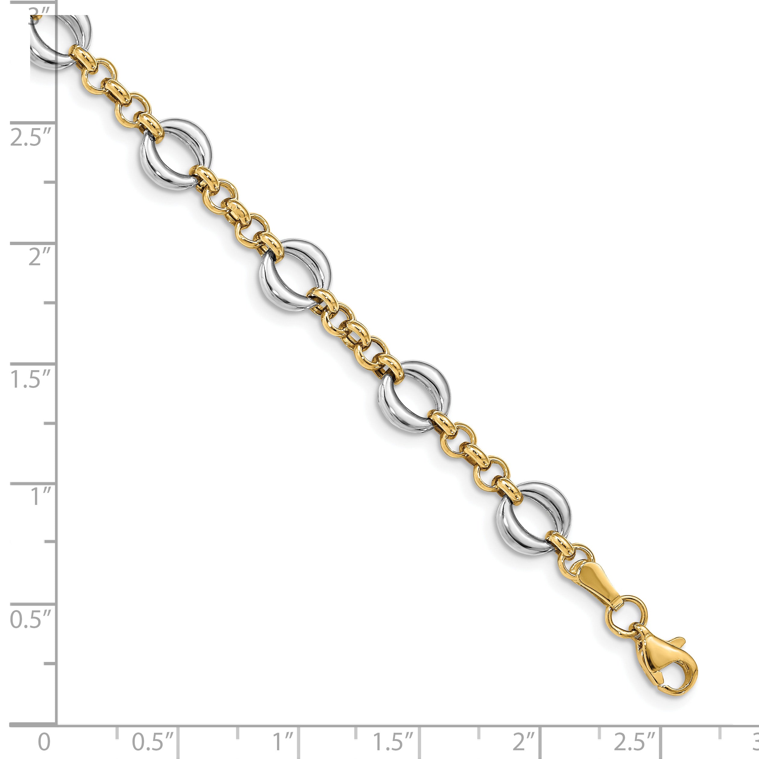 10K Two-tone Polished Fancy Link Bracelet
