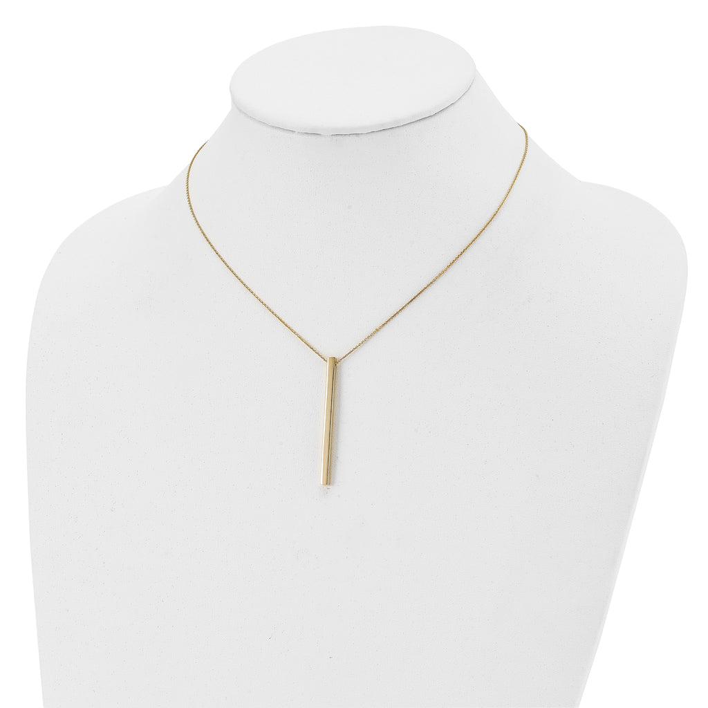 10K Polished Bar w/2in ext. Necklace