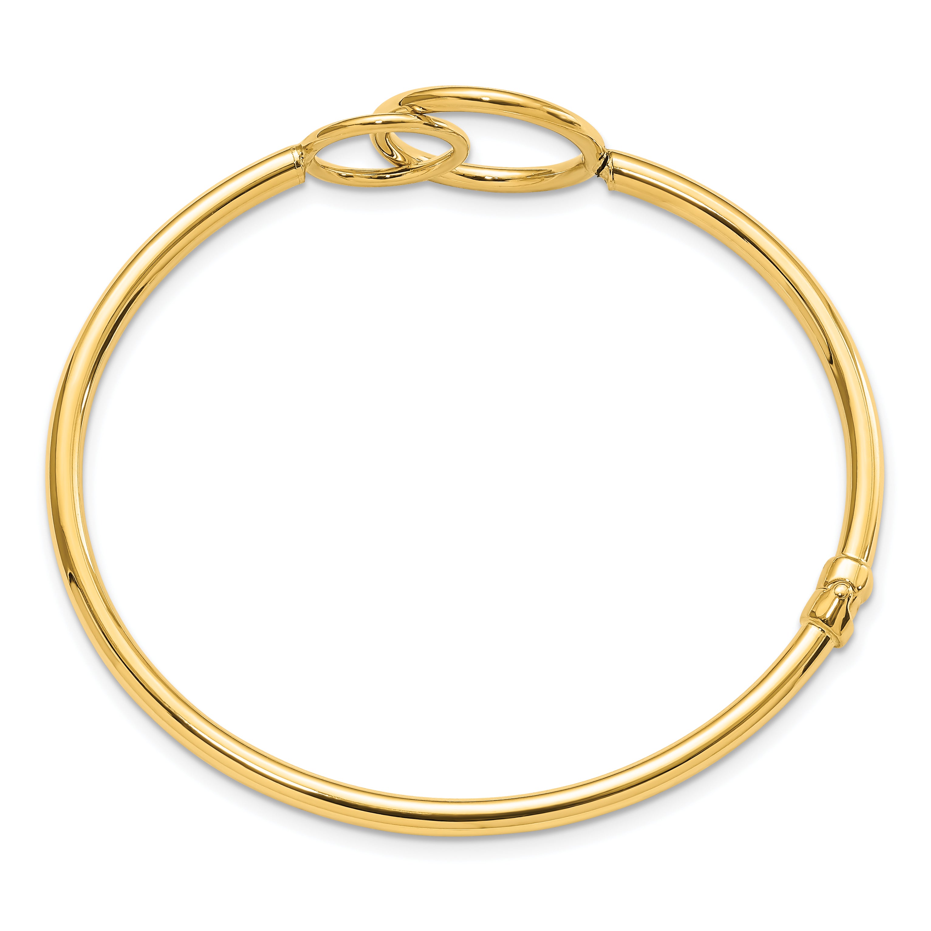 10K Polished Double Circled Hinged Bangle