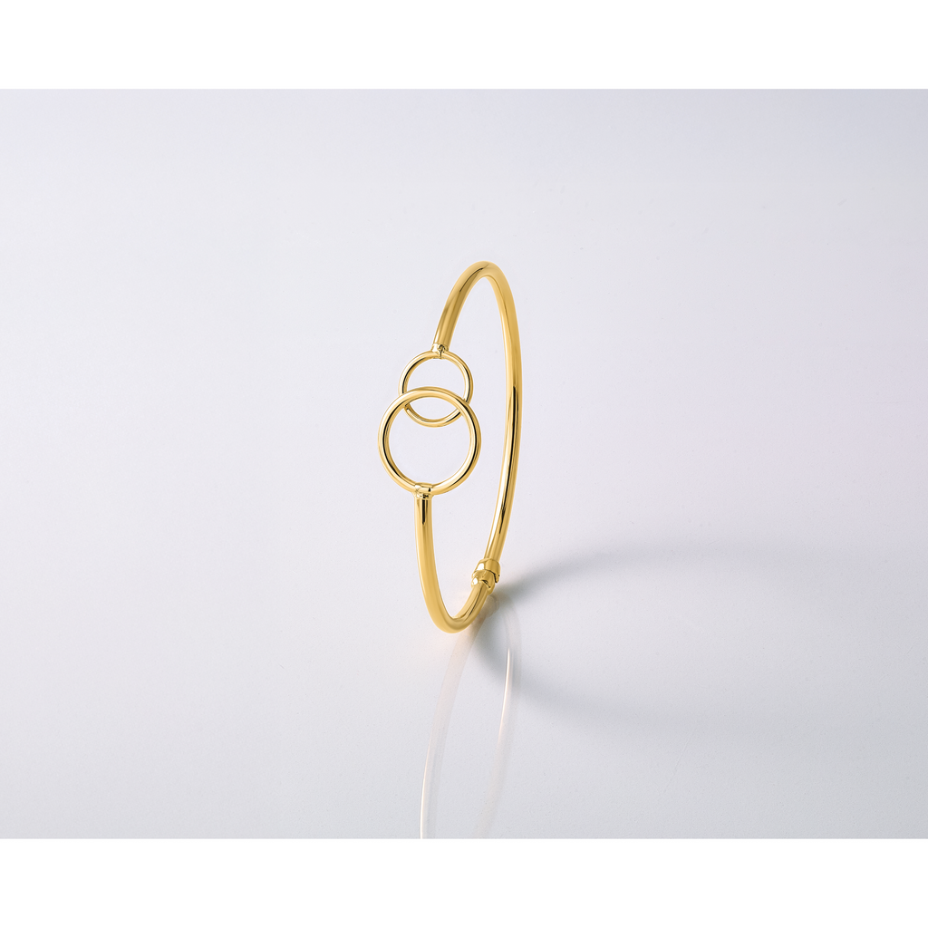 10K Polished Double Circled Hinged Bangle