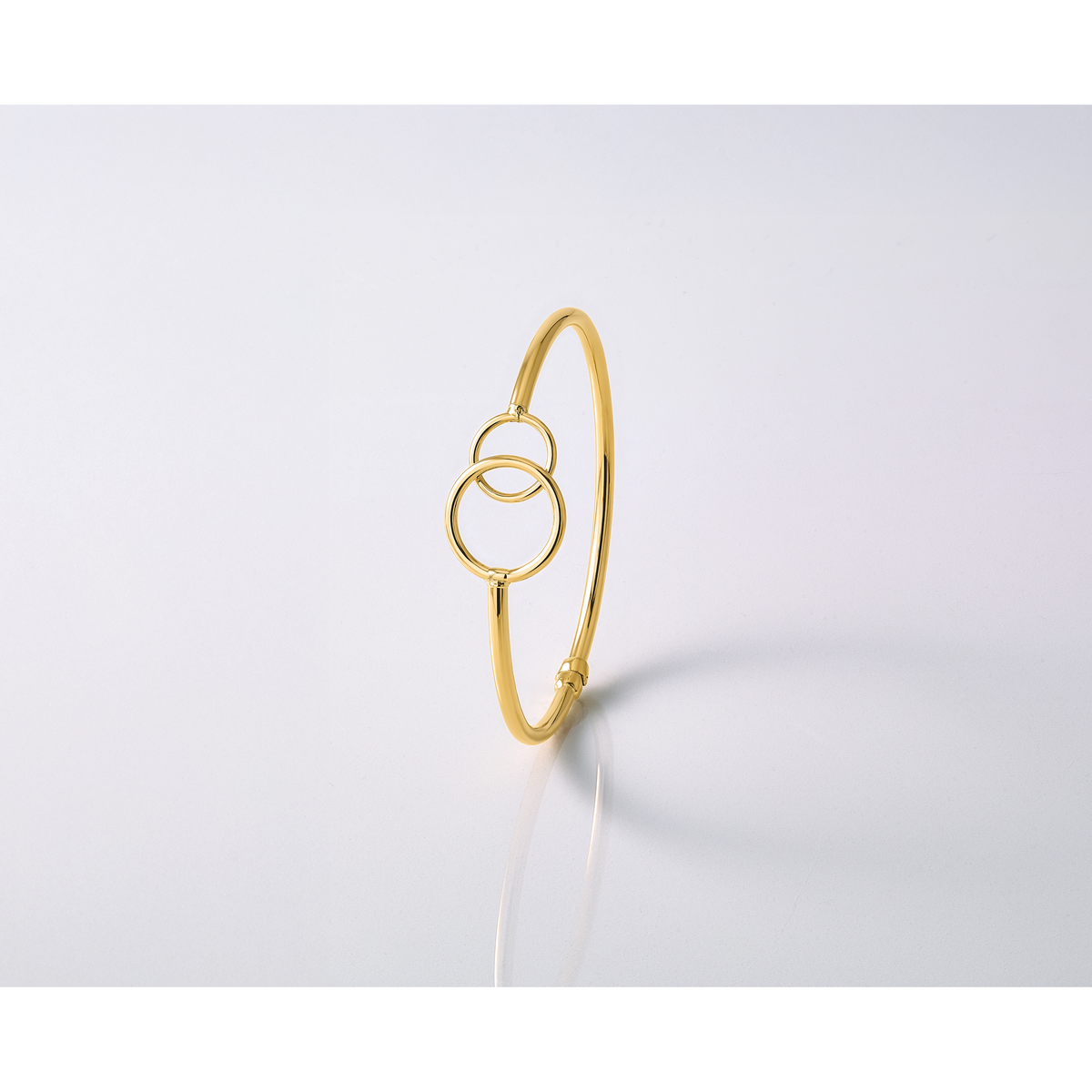 10K Polished Double Circled Hinged Bangle
