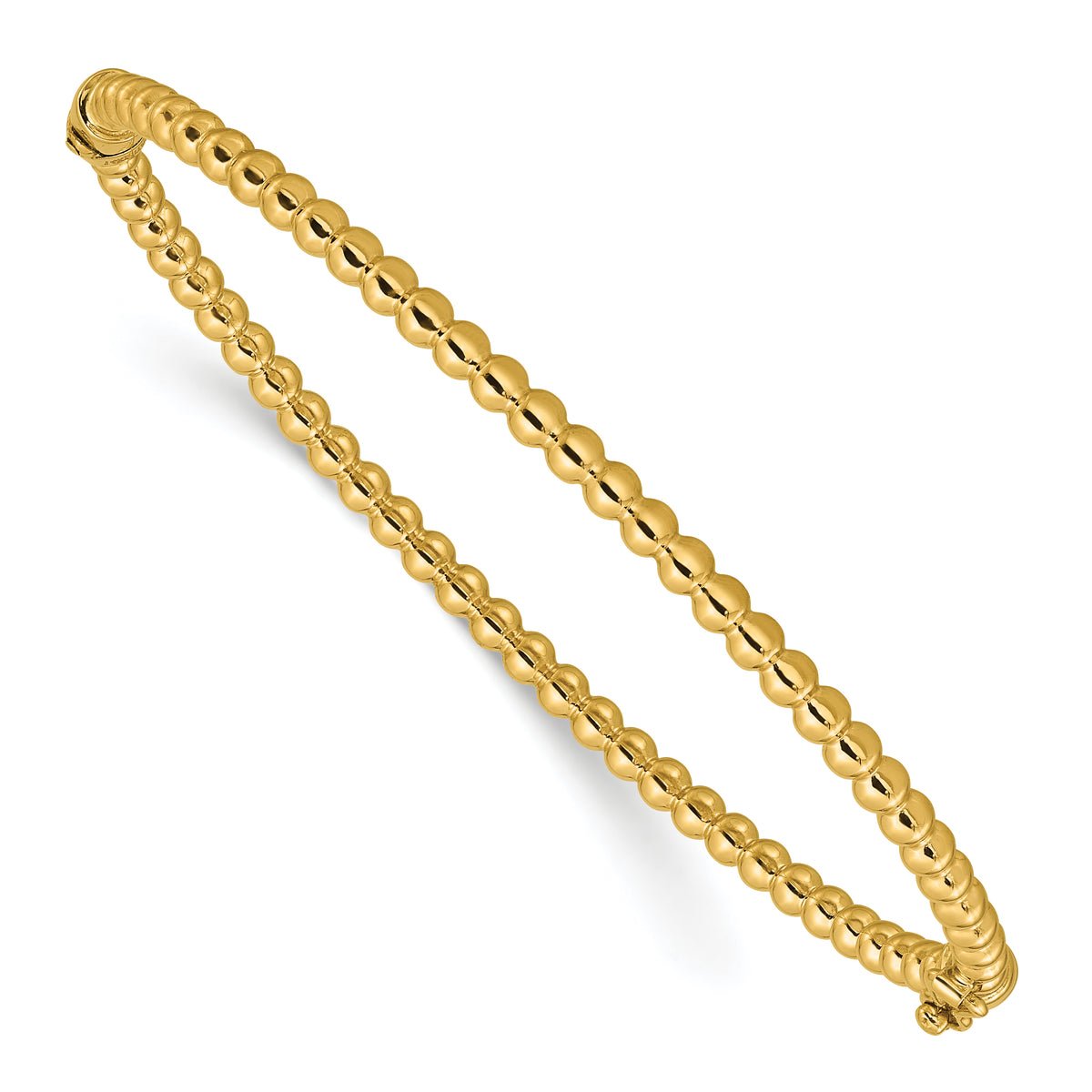 10K Polished Beaded Hinged Bangle