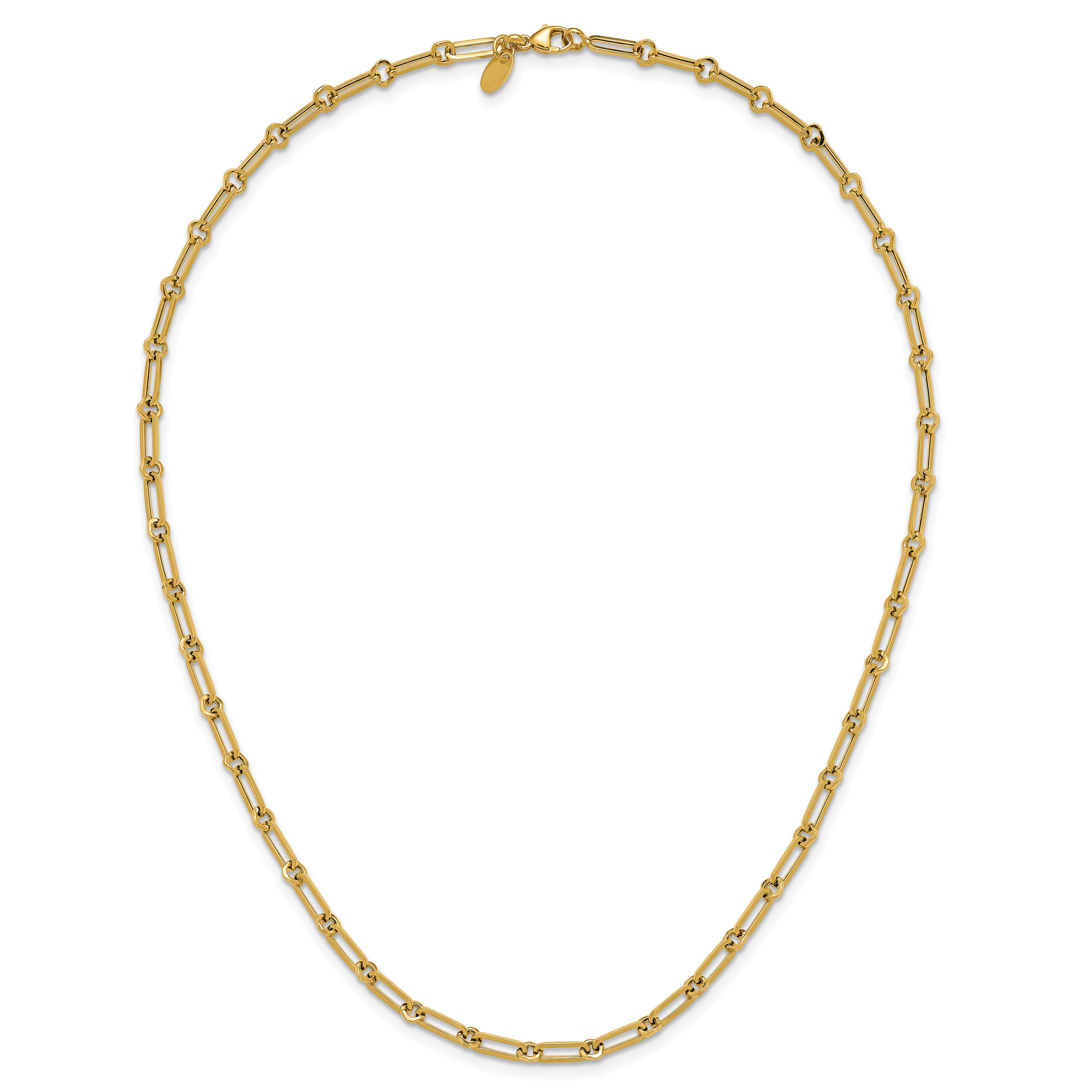 10K Yellow Gold Paperclip Chain Necklace, 18 in