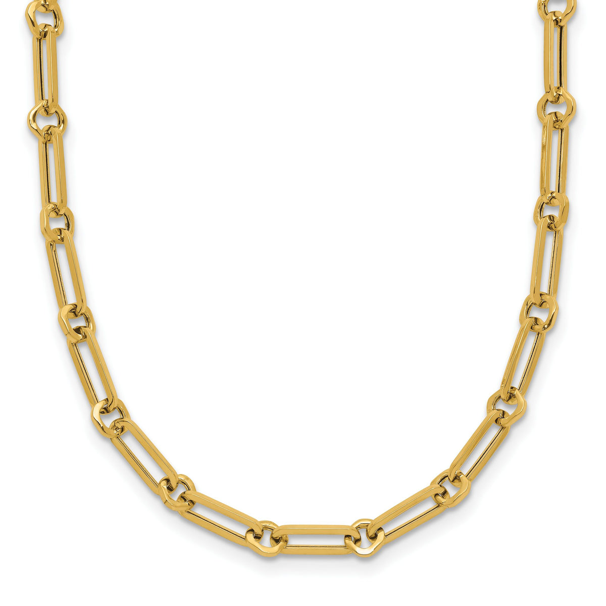 Fancy Paperclip Chain Necklace in 10K Yellow Gold, 3.3mm, 18 Inch - Sophia Jewelers Main image