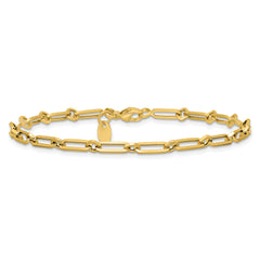 10K Polished Fancy Paperclip Link Bracelet