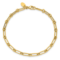 10K Polished Fancy Paperclip Link Bracelet