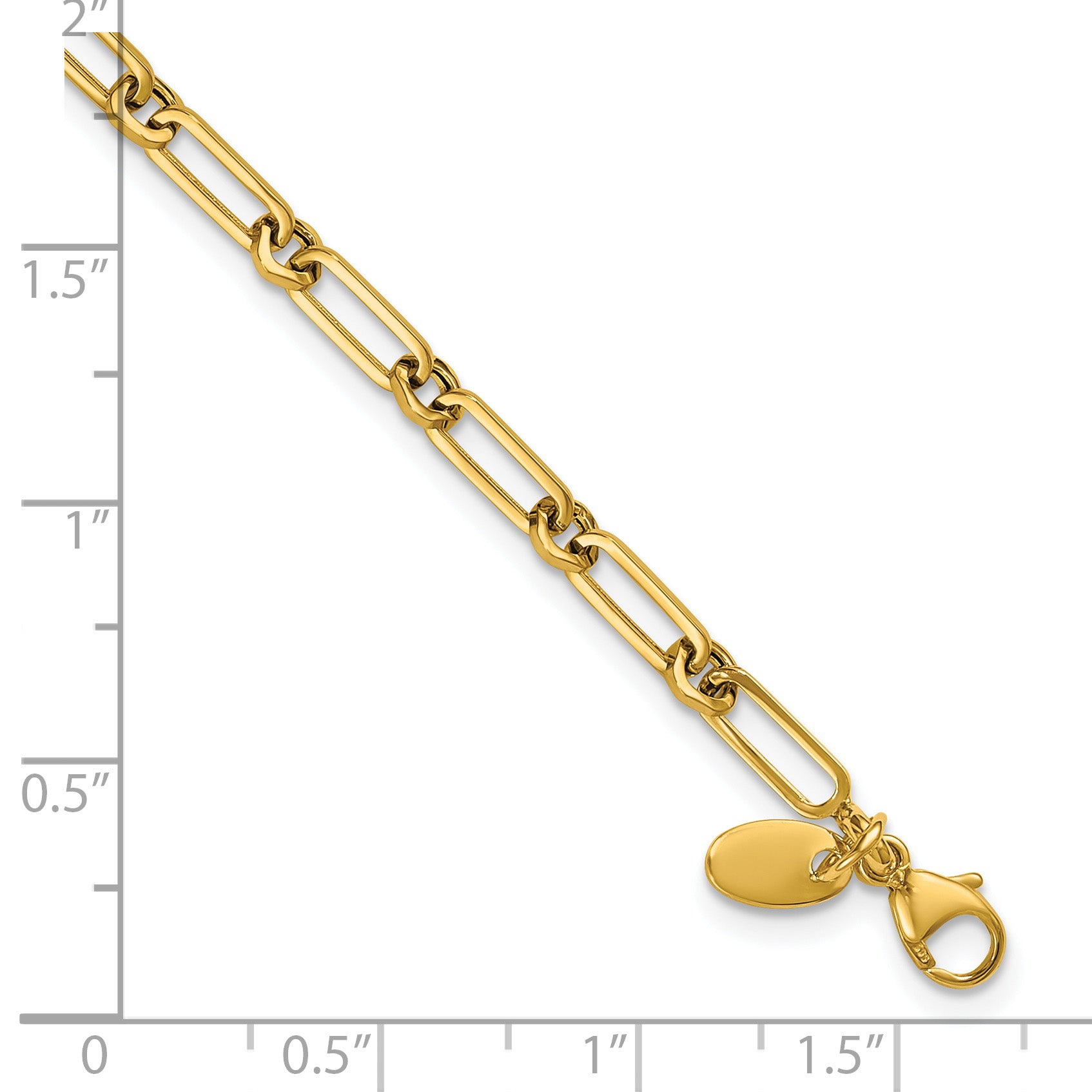 10K Polished Fancy Paperclip Link Bracelet