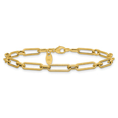 10K Polished and Textured 4.2mm Fancy Link Bracelet