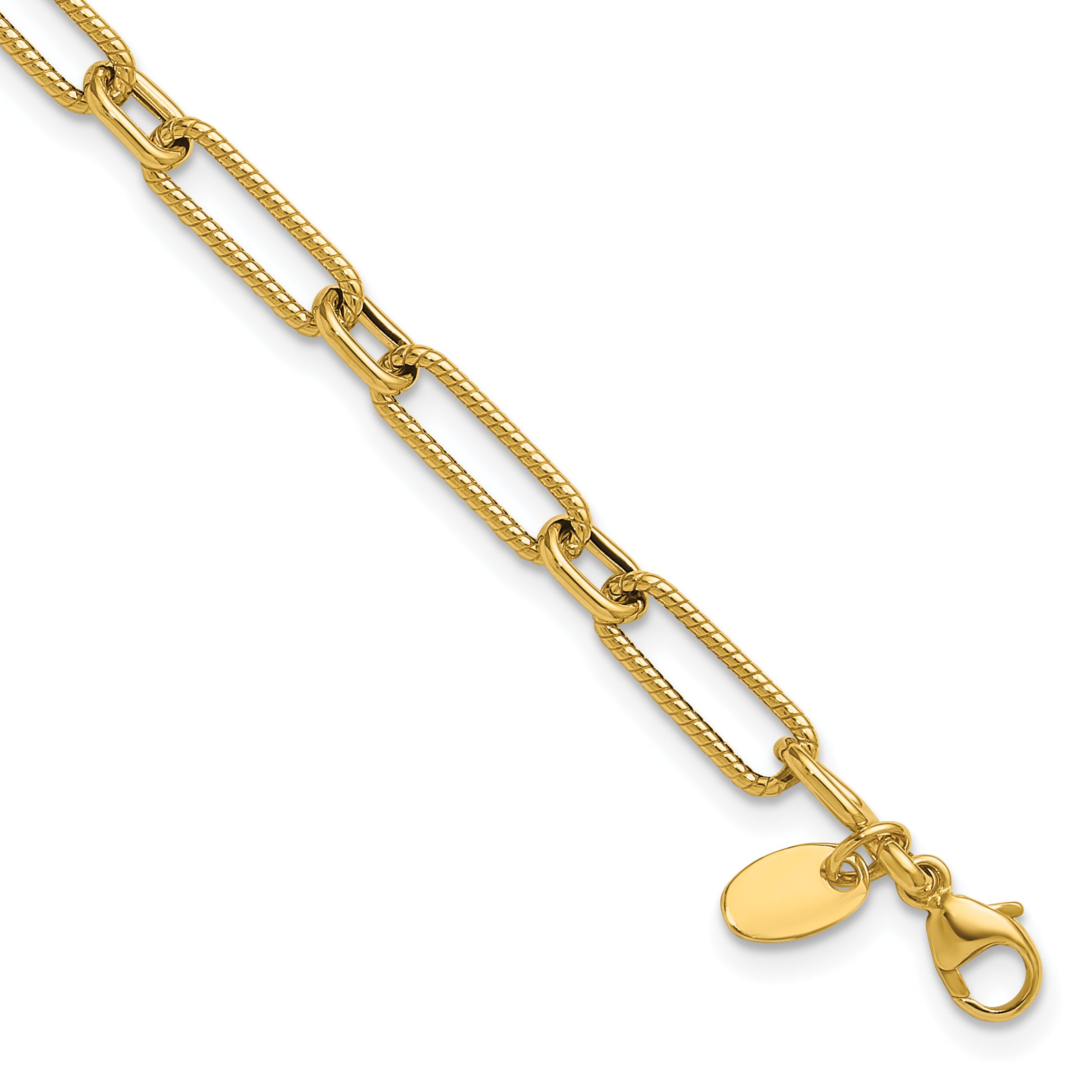 10K Polished and Textured 4.2mm Fancy Link Bracelet Main image