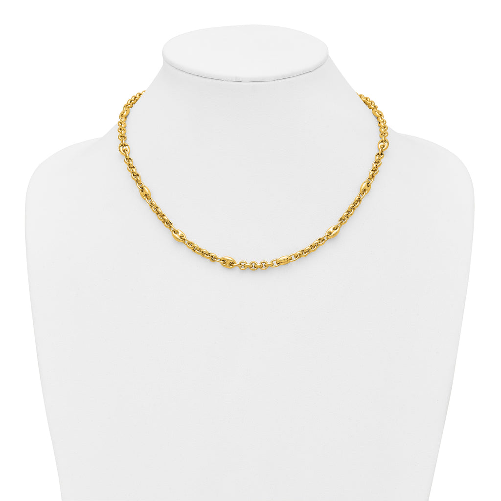 10K Yellow Gold Rolo Chain Necklace, 18 in