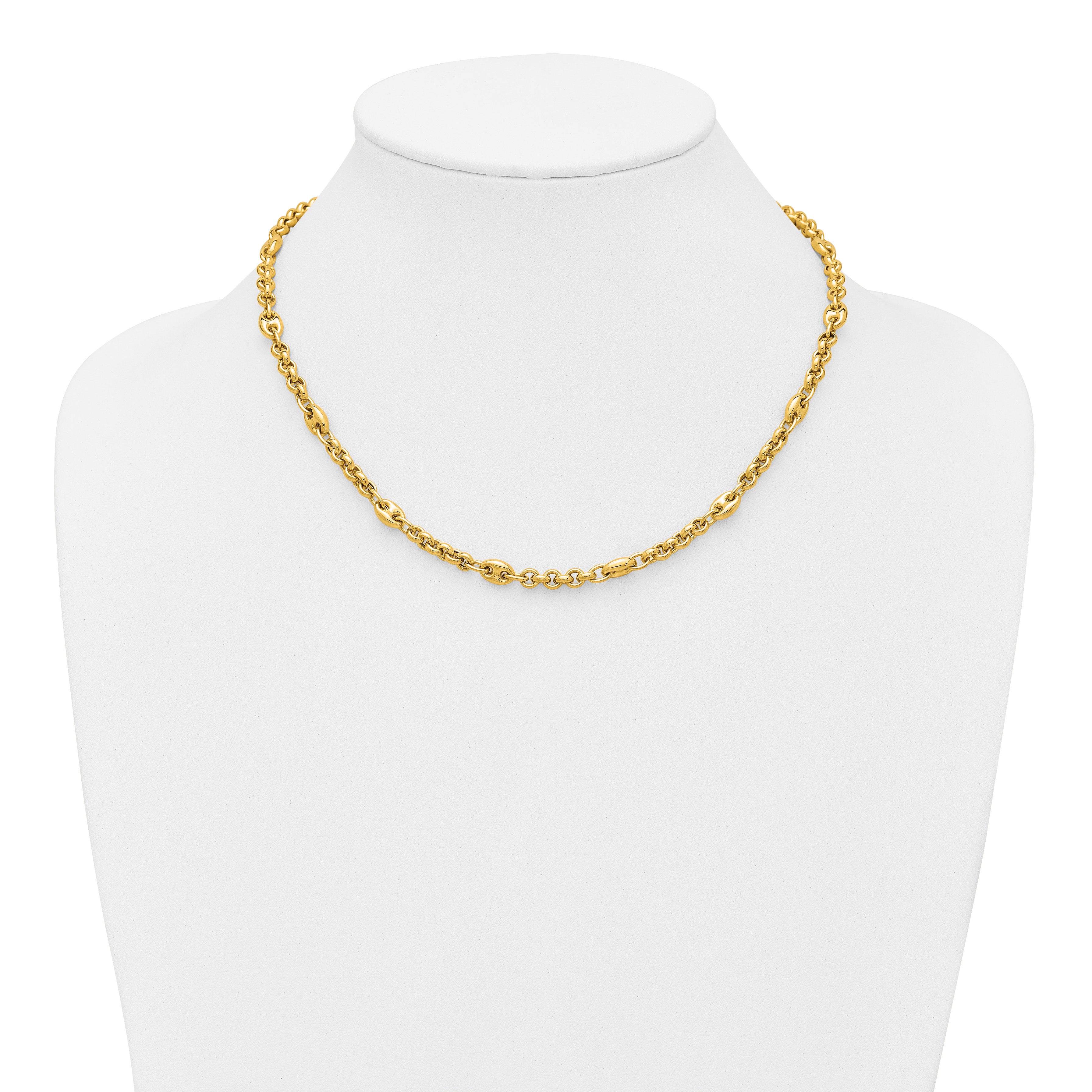 10K Yellow Gold Rolo Chain Necklace, 18 in