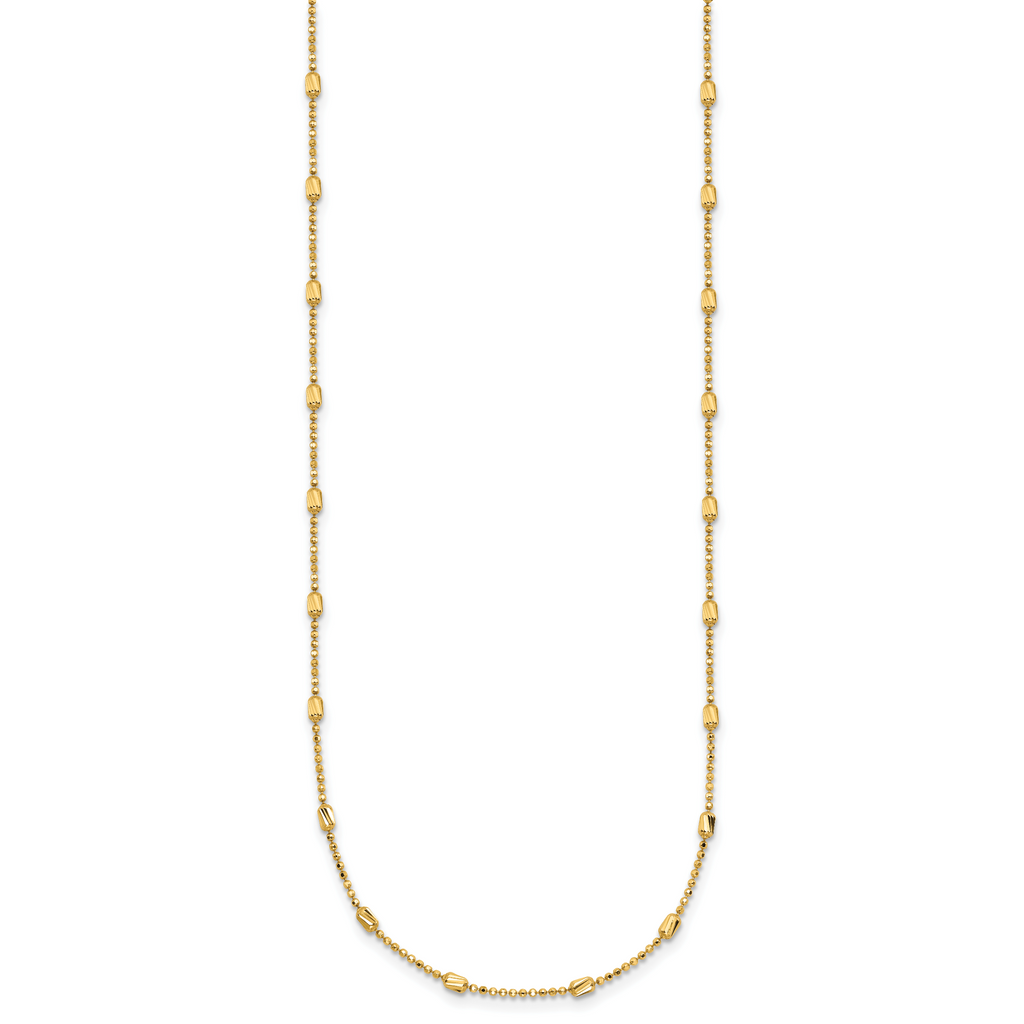 10K Yellow Gold Beaded Ball Ball Chain Necklace, 17.5 in