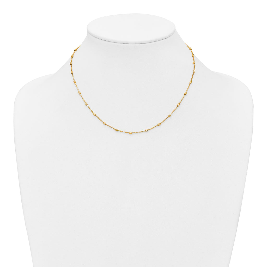 10K Yellow Gold Beaded Ball Ball Chain Necklace, 17.5 in