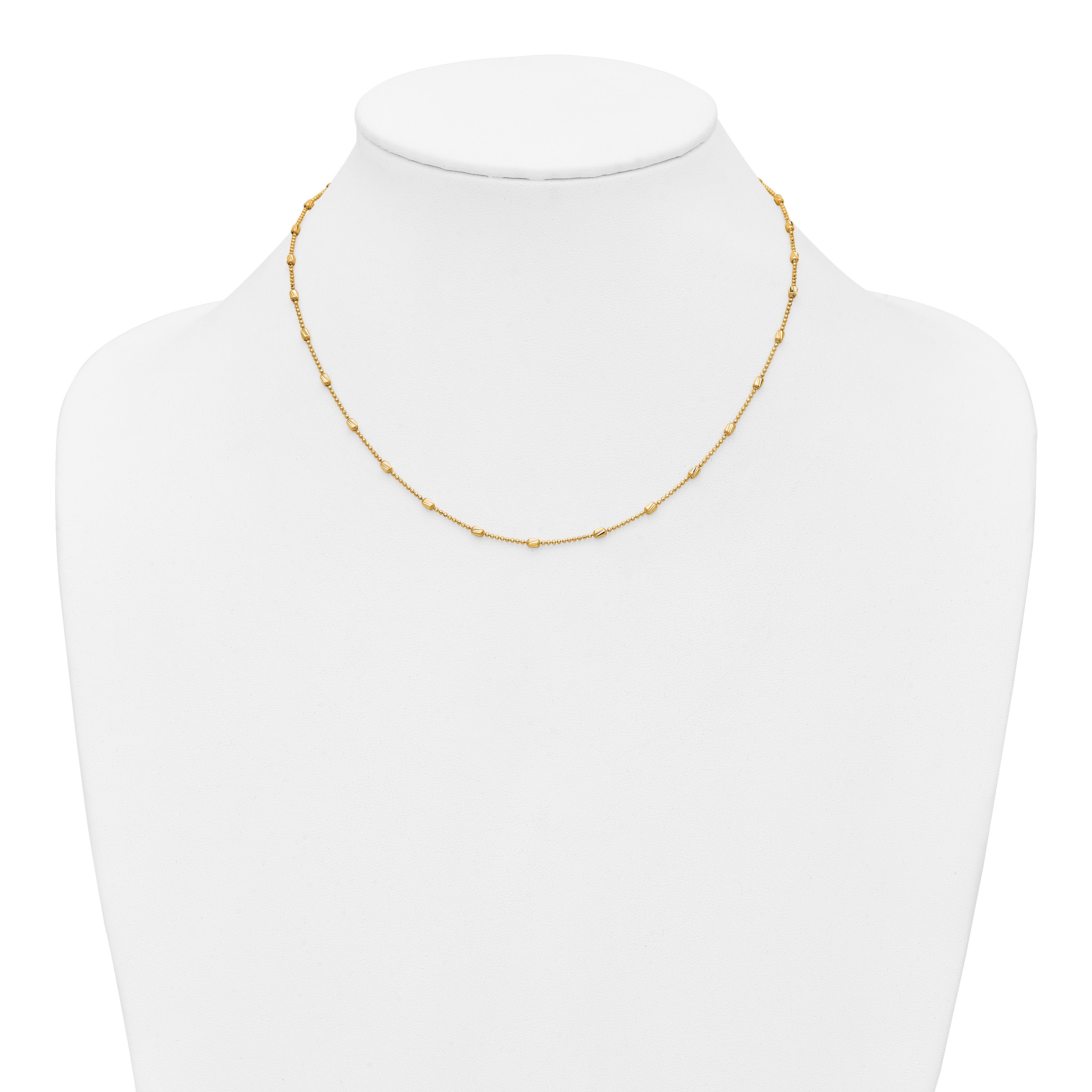10K Yellow Gold Beaded Ball Ball Chain Necklace, 17.5 in