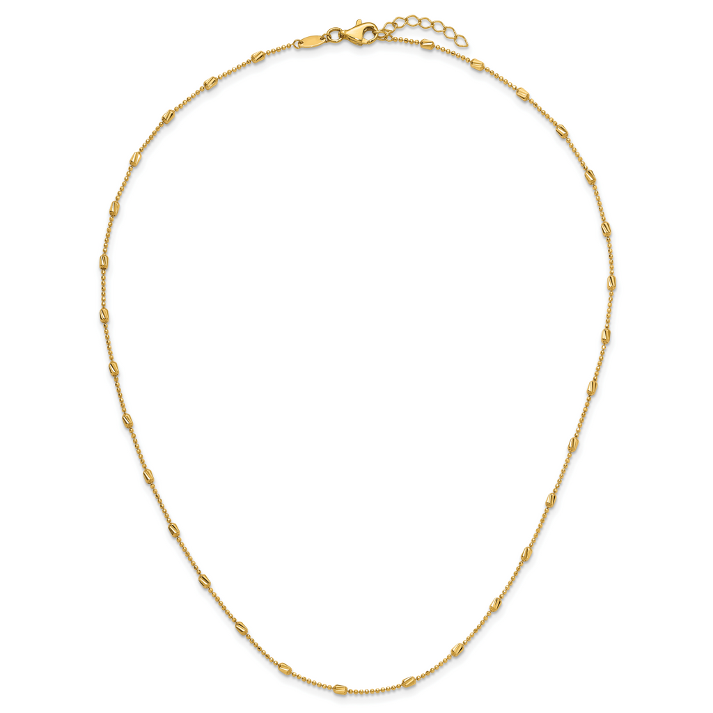 10K Yellow Gold Beaded Ball Ball Chain Necklace, 17.5 in