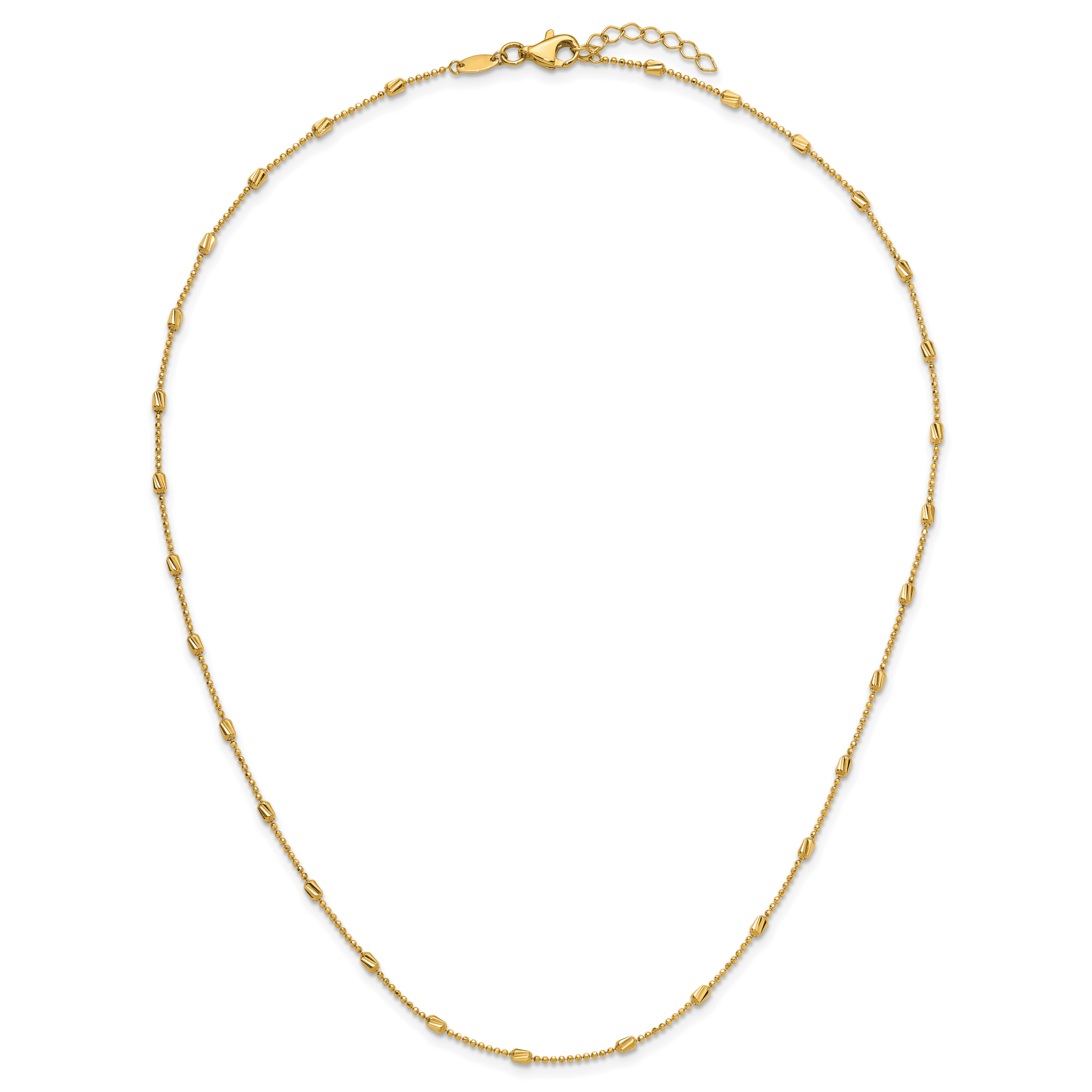10K Yellow Gold Beaded Ball Ball Chain Necklace, 17.5 in