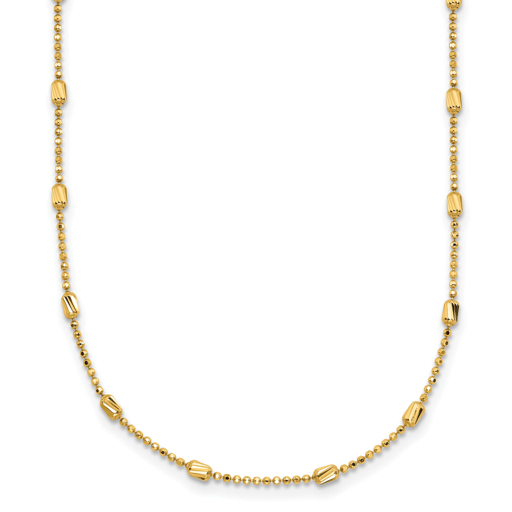 10K Yellow Gold Beaded Ball Ball Chain Necklace, 17.5 in