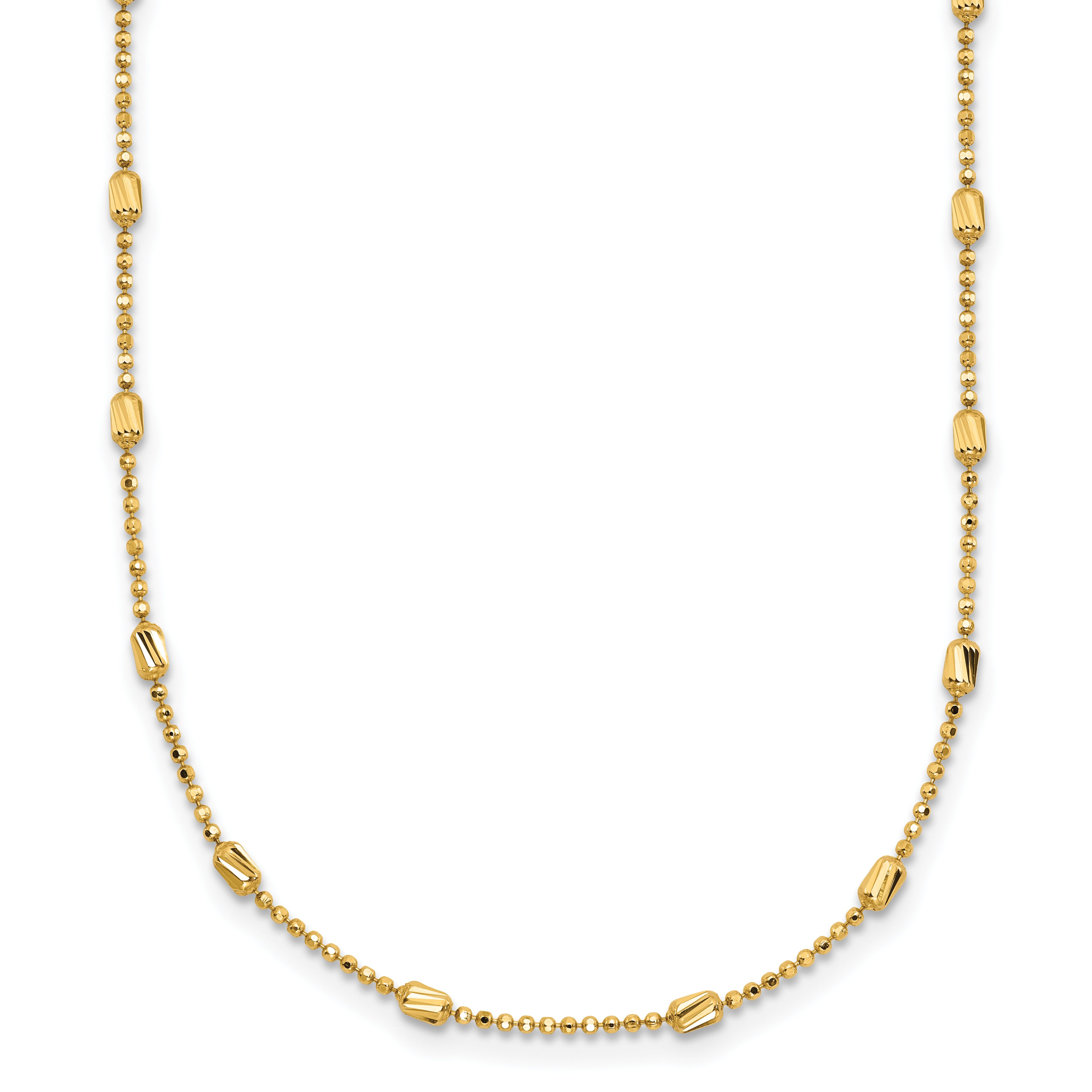 10K Yellow Gold Beaded Ball Ball Chain Necklace, 17.5 in