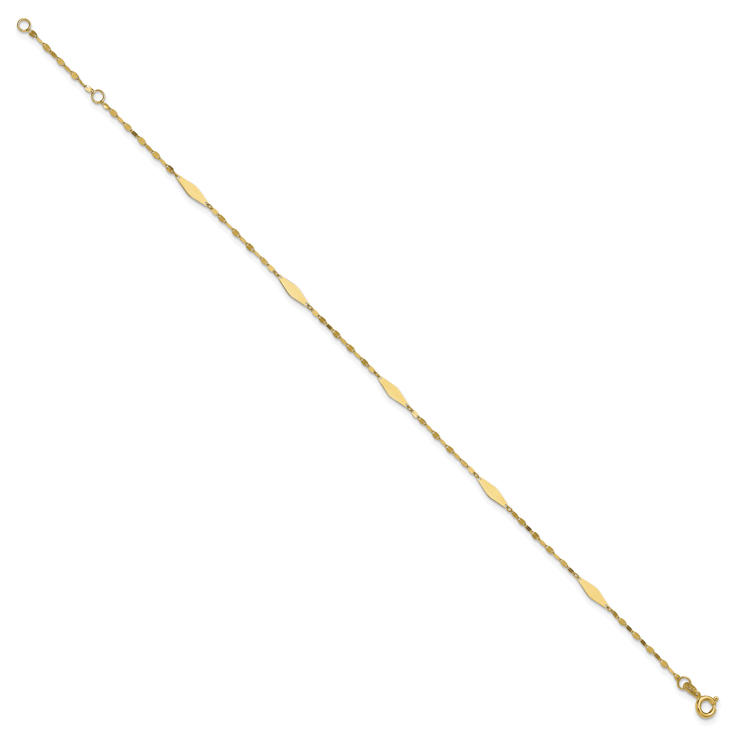 10K Yellow Gold Polished Anklet, 10 in