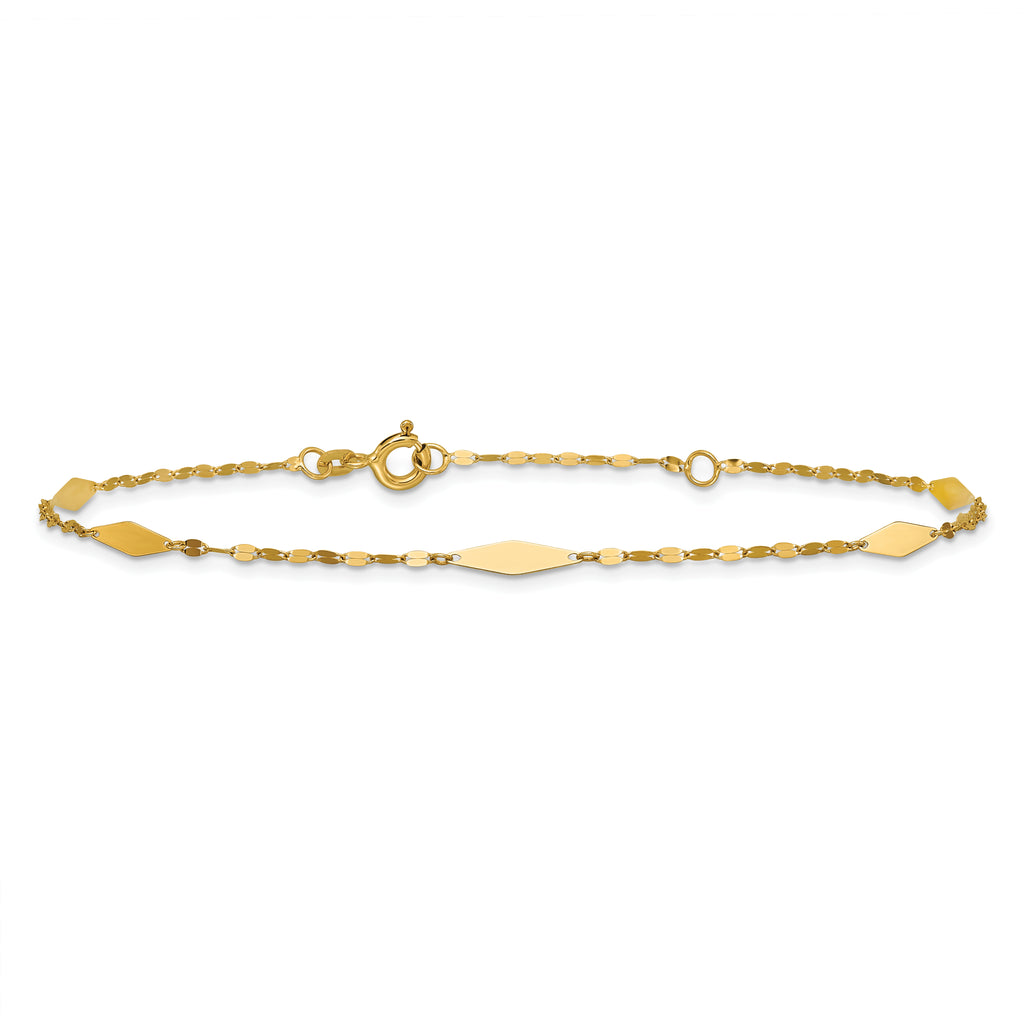 10K Yellow Gold Polished Anklet, 10 in