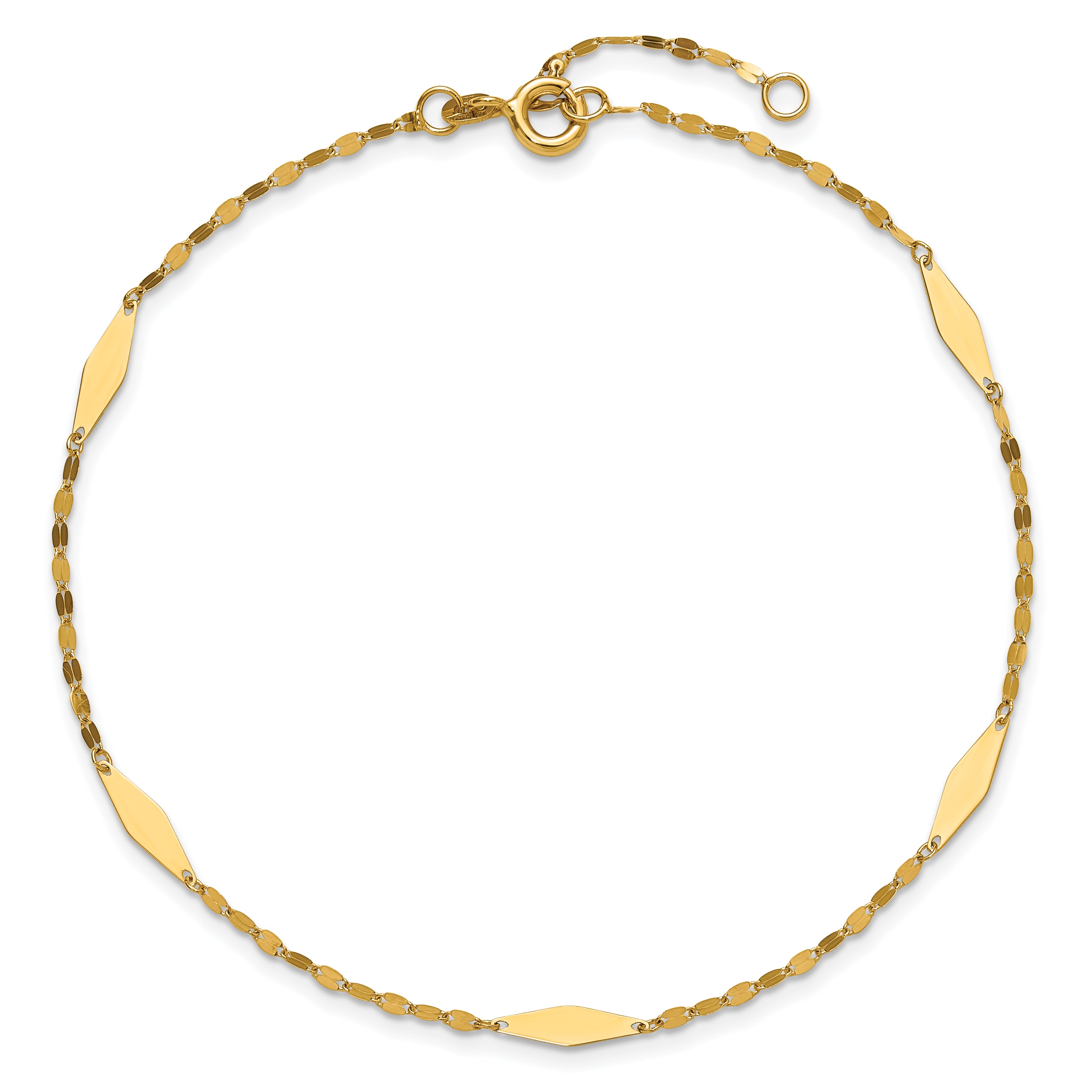 10K Yellow Gold Polished Anklet, 10 in