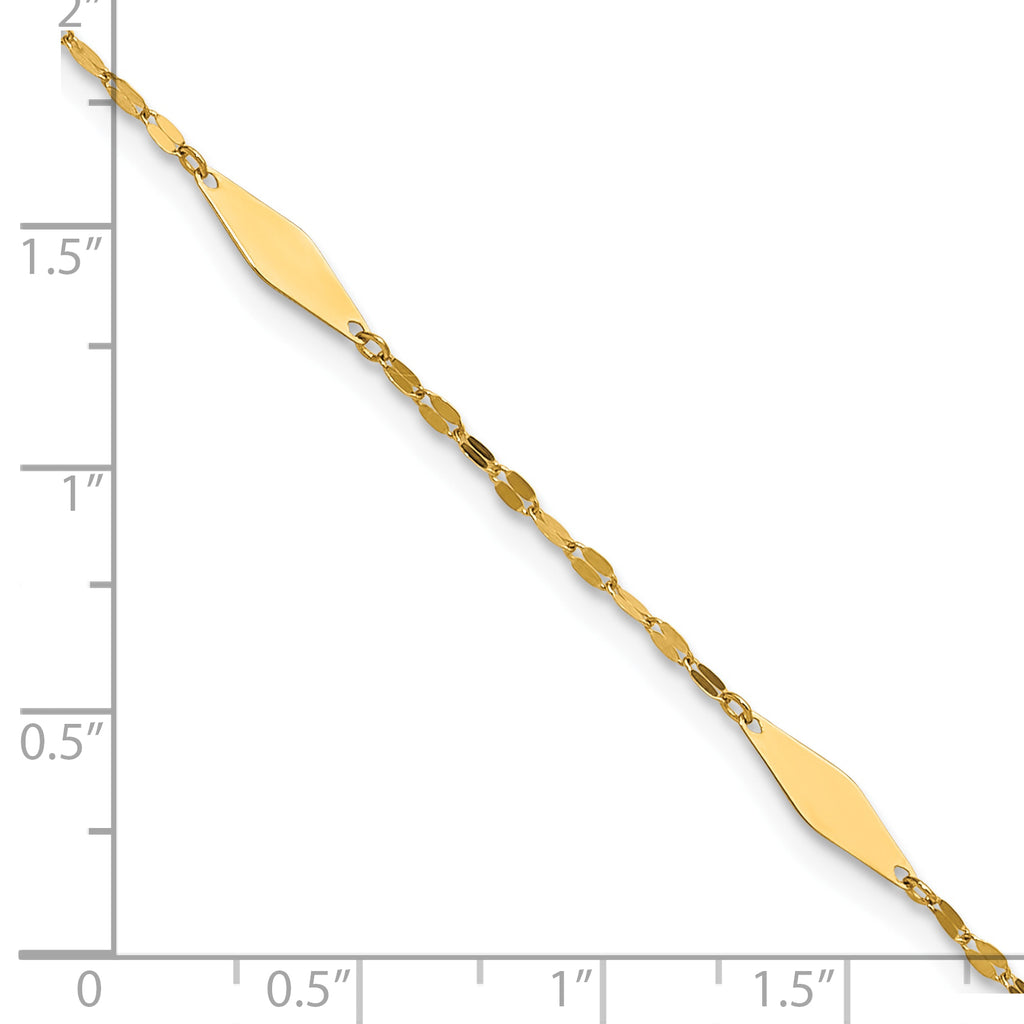 10K Yellow Gold Polished Anklet, 10 in